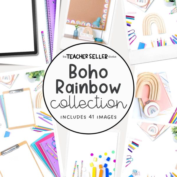 Boho Rainbow Collection Mockup and Stock Images for Teacher Sellers