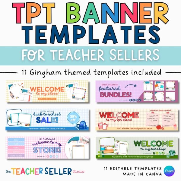 Gingham TPT Banner Templates