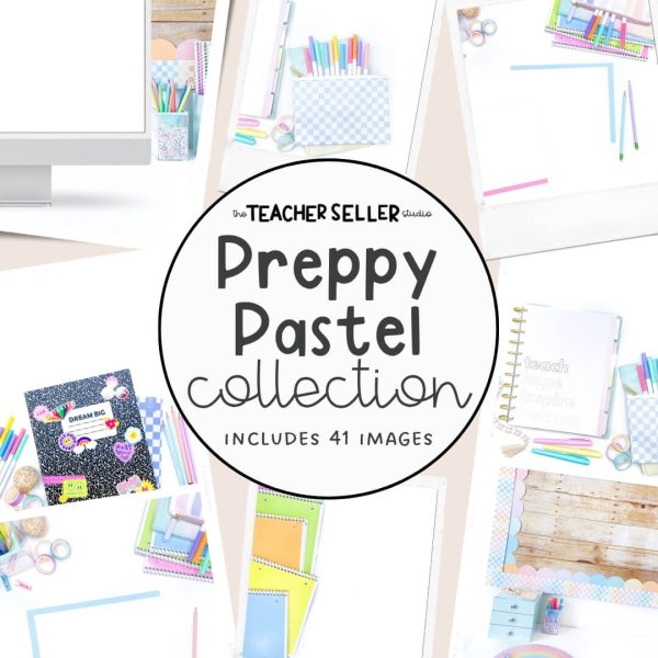 Preppy Pastels Collection Mockup Images for Teacher Sellers