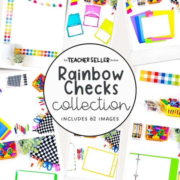 Rainbow and Checks Collection Mockup Images for Teacher Sellers